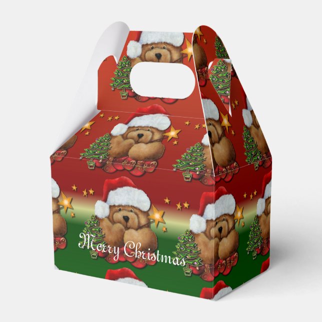 Cute Santa Bear Christmas Gable Favor Box 2 (Front Side)