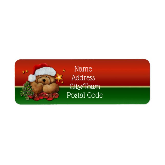 Cute Santa Bear Christmas Return Address Labels (Front)