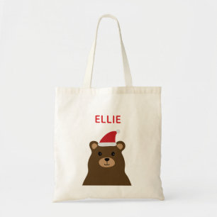 Cute Santa Bear Kids Holiday Christmas Tote Bag