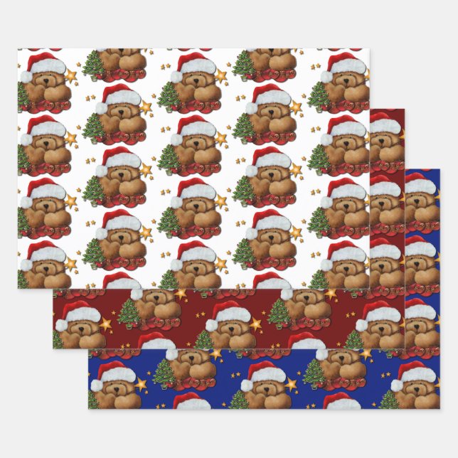 Cute Santa Bear Wrapping Paper Sheets (Set)