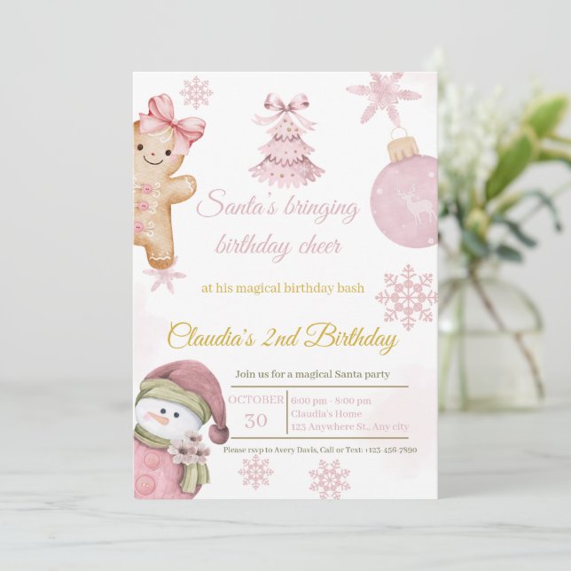 Cute Santa Birthday Card for Kids (Standing Front)