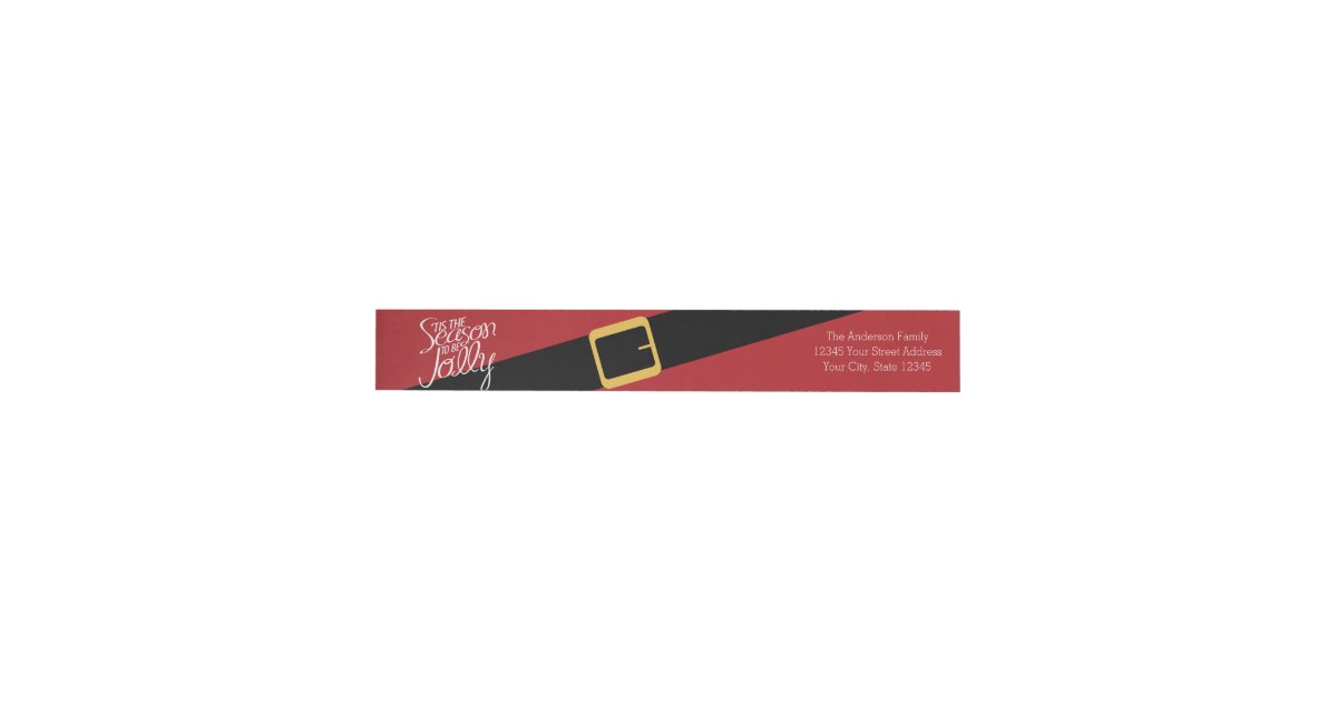 Cute Santa Buckle for Christmas Cards Wrap Around Label | Zazzle
