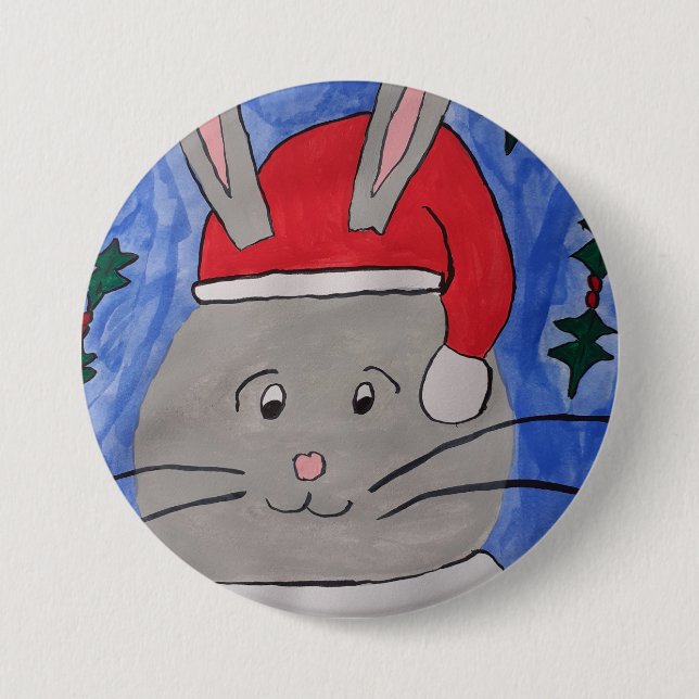 Cute Santa Bunny Button (Front)