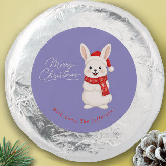 Cute Santa Bunny Christmas Purple Custom Dipped Oreo Cookie Favors