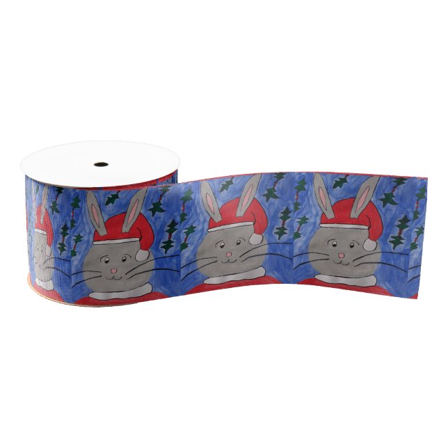 Cute Santa Bunny Grosgrain Ribbon (Spool)