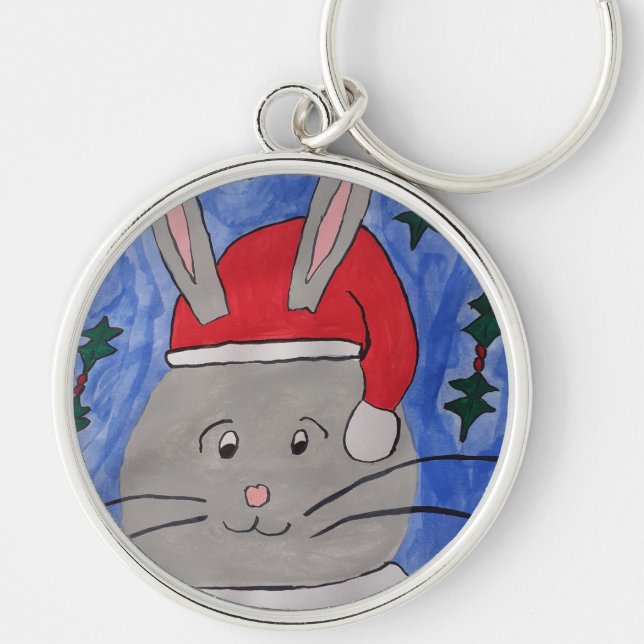 Cute Santa Bunny Keychain (Front)