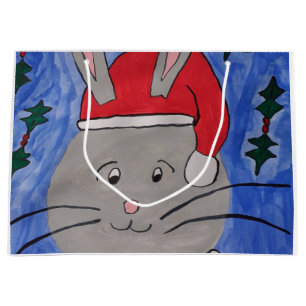 Cute Santa Bunny Large Gift Bag