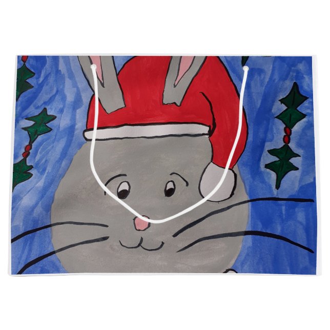 Cute Santa Bunny Large Gift Bag (Front)
