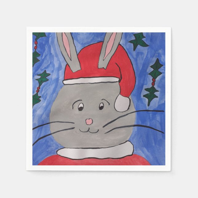 Cute Santa Bunny Napkins (Front)