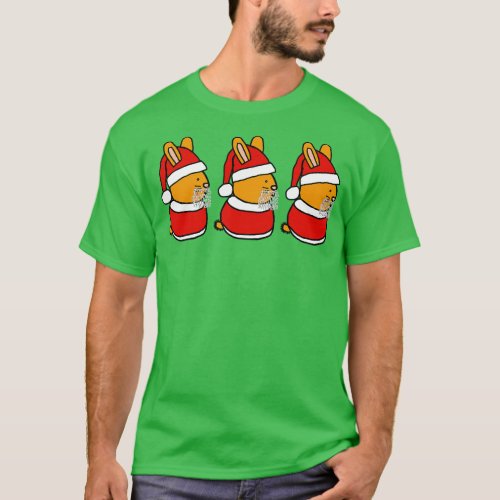 Cute Santa Bunny Trio T_Shirt