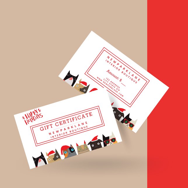 Cute Santa Cat Cartoons Christmas Gift Certificate (Creator Uploaded)