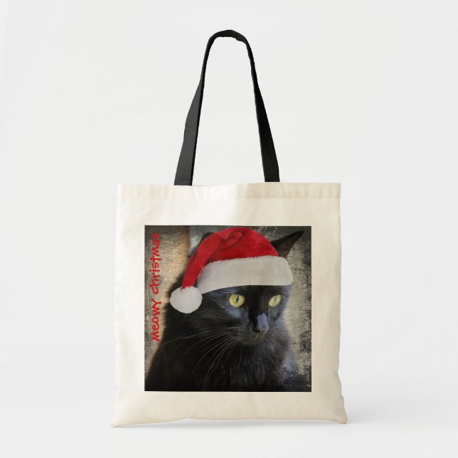 Cute Santa Cat Christmas Gift Bag (Front)