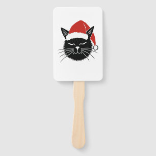 Cute Santa Cat Lover Christmas Men Women Kids T-Sh Hand Fan