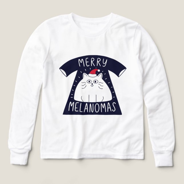 Cute Santa Cat Melanomas Christmas  Tri-Blend Shirts (Design Front)