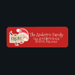 Cute Santa Christmas Address Label<br><div class="desc">Santa Claus Holding a "from" sign Christmas Address Label  set on a red Background.  The background color can be easily changed by clicking on "Click to customize further" and use our color picker.</div>