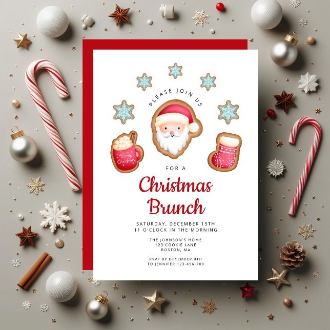 Cute Santa Christmas Brunch Invitation (Cute Santa Christmas Brunch Invitation)
