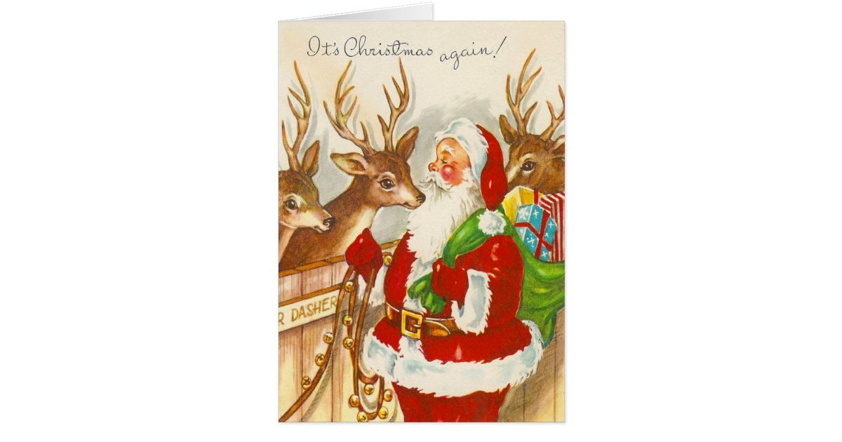 Cute Santa Christmas Card | Zazzle