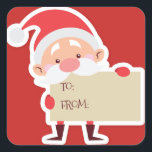 Cute Santa christmas Gift Sticker<br><div class="desc">Cute christmas Sticker featuring Santa holding a sign with "to" - "from" for you christmas gifts.</div>