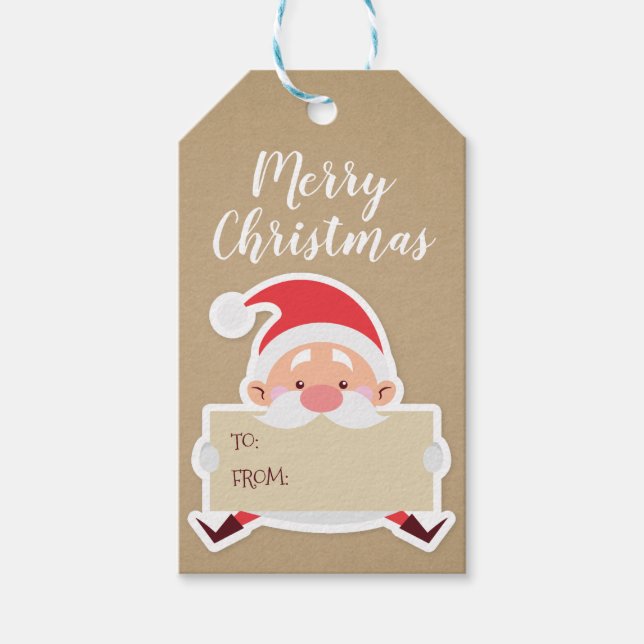 Cute Santa Christmas Gift Tag (Front)