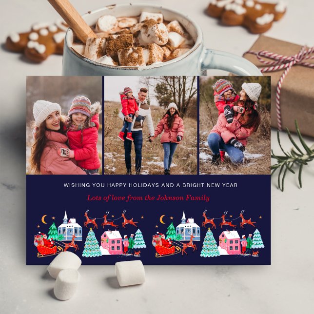 Cute Santa Christmas Holiday 3 Photos Card (Cute Santa Christmas Holiday 3 Photos)