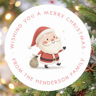 Cute Santa Christmas Holiday Classic Round Sticker