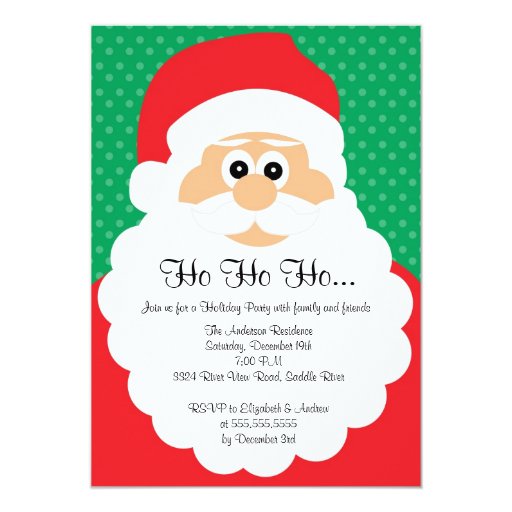 Cute Santa Christmas Holiday Party Invitation | Zazzle