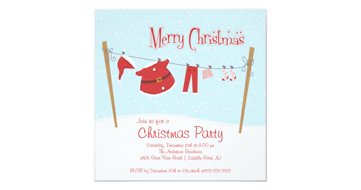 Cute Santa Christmas Holiday Party Invitations | Zazzle.com