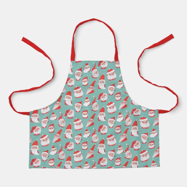 Cute Santa Christmas holiday pattern Apron (Front)