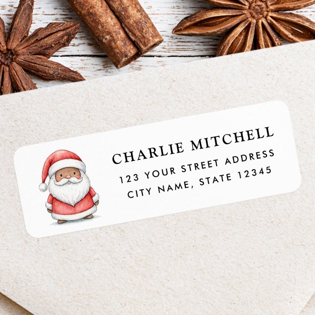 Cute Santa Christmas holiday return address Label (Cute Santa Christmas holiday return address Label)