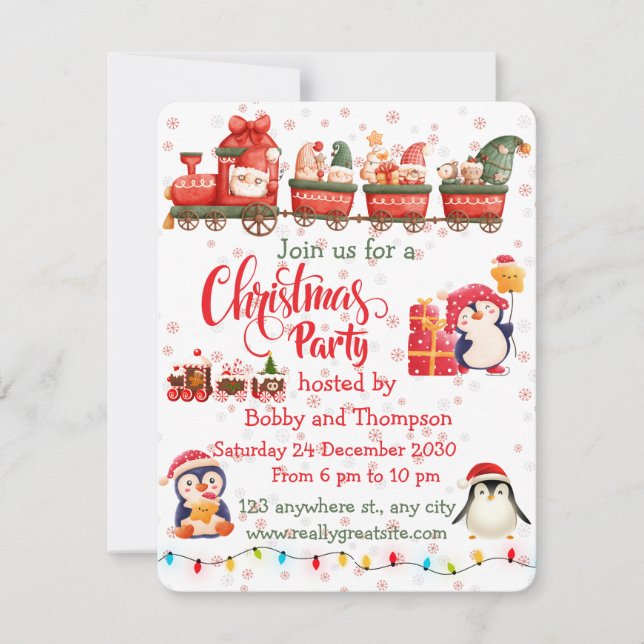 Cute Santa Christmas Party Invitation  (Front)