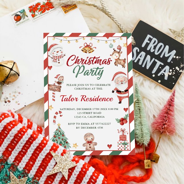 Cute Santa Christmas Party  Invitation (Creator Uploaded)