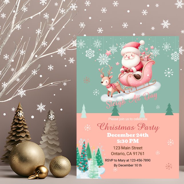 Cute Santa Christmas Party Invitations  (Creator Uploaded)