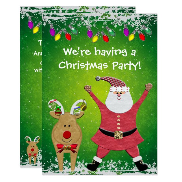 Cute Santa Christmas Party Invites