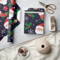 Cardboard Clock Patterns Cute Santa Christmas Pattern Wrapping Paper | Zazzle