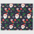 Cardboard Clock Patterns Cute Santa Christmas Pattern Wrapping Paper | Zazzle