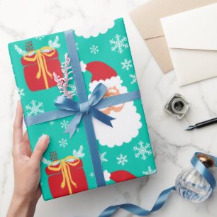 Cute Santa Christmas snowflakes & gifts Wrapping Paper