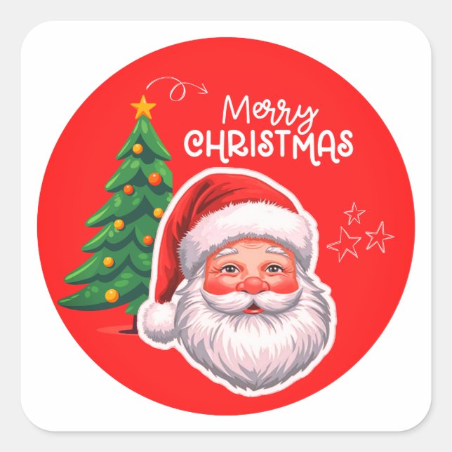 Cute Santa & Christmas Tree Sticker  (Front)