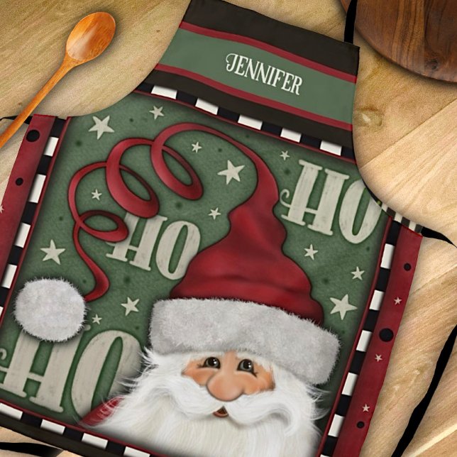 Cute Santa Christmas Whimsical Custom Inspirivity Apron (Creator Uploaded)