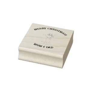 Cute Santa Christmas wishes customizable Rubber Stamp
