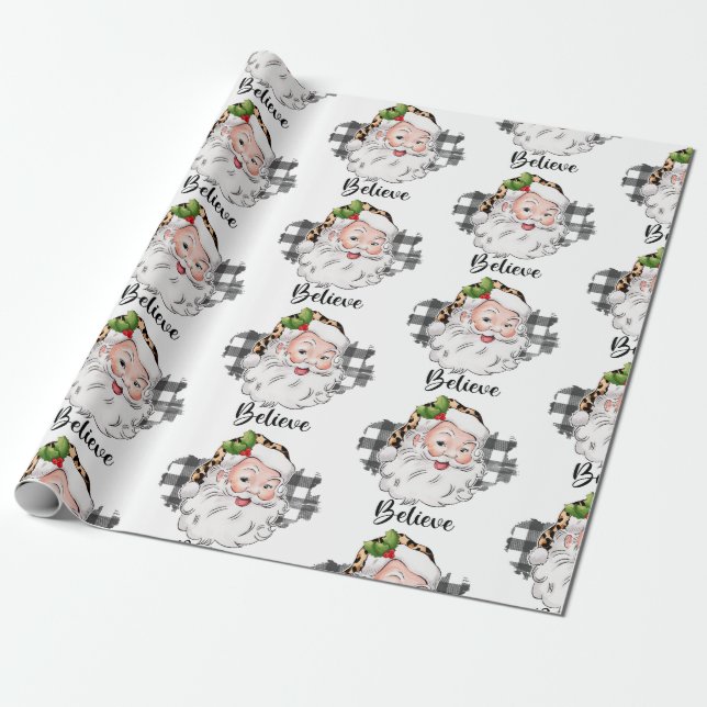 Cute Santa Christmas Wrapping Paper (Unrolled)