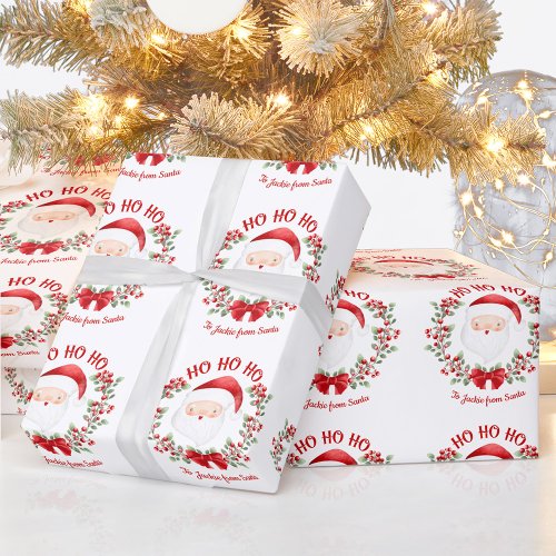 Cute Santa Christmas wrapping paper name