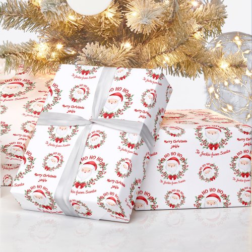 Cute Santa Christmas Wrapping Paper Name Text