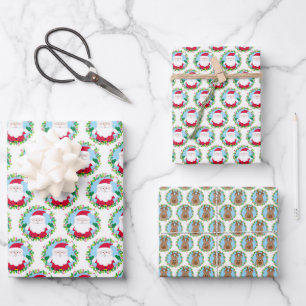 Cute Santa Christmas Wrapping Paper Sheets
