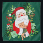 Cute Santa Claus And Cat Bandana<br><div class="desc">Festive Jolly Santa Claus</div>