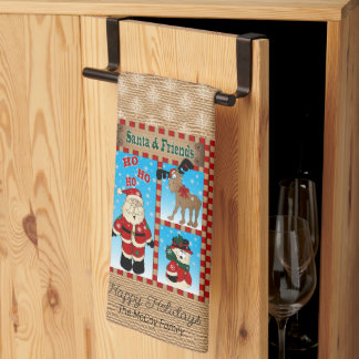 Cute Santa Claus and Friends  Kitchen Towel