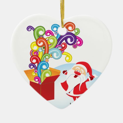 Cute Santa Claus And Gift Box Christmas ornament