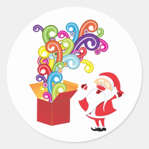 Cute Santa Claus And Gift Box Christmas Sticker