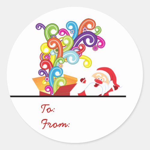 Cute Santa Claus And Gift Box Christmas Sticker