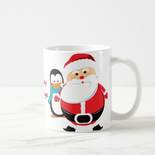 Cute Santa Claus And Penguin Coffee Mug