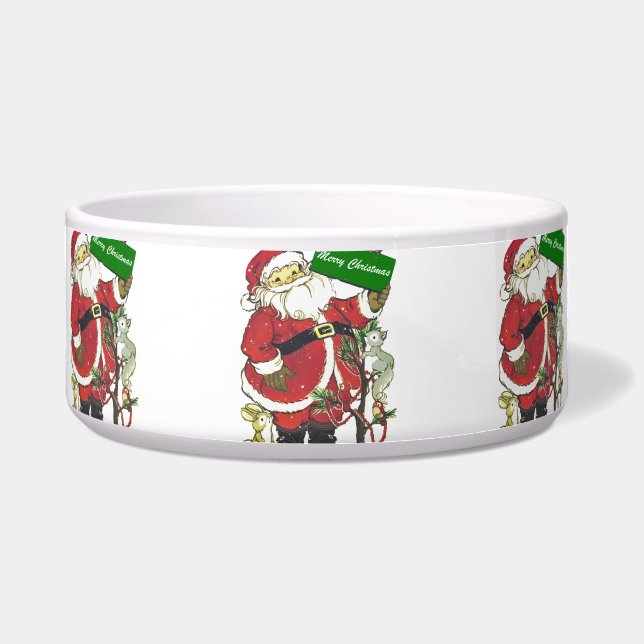 Cute Santa Claus Animals Merry Christmas Bowl (Front)